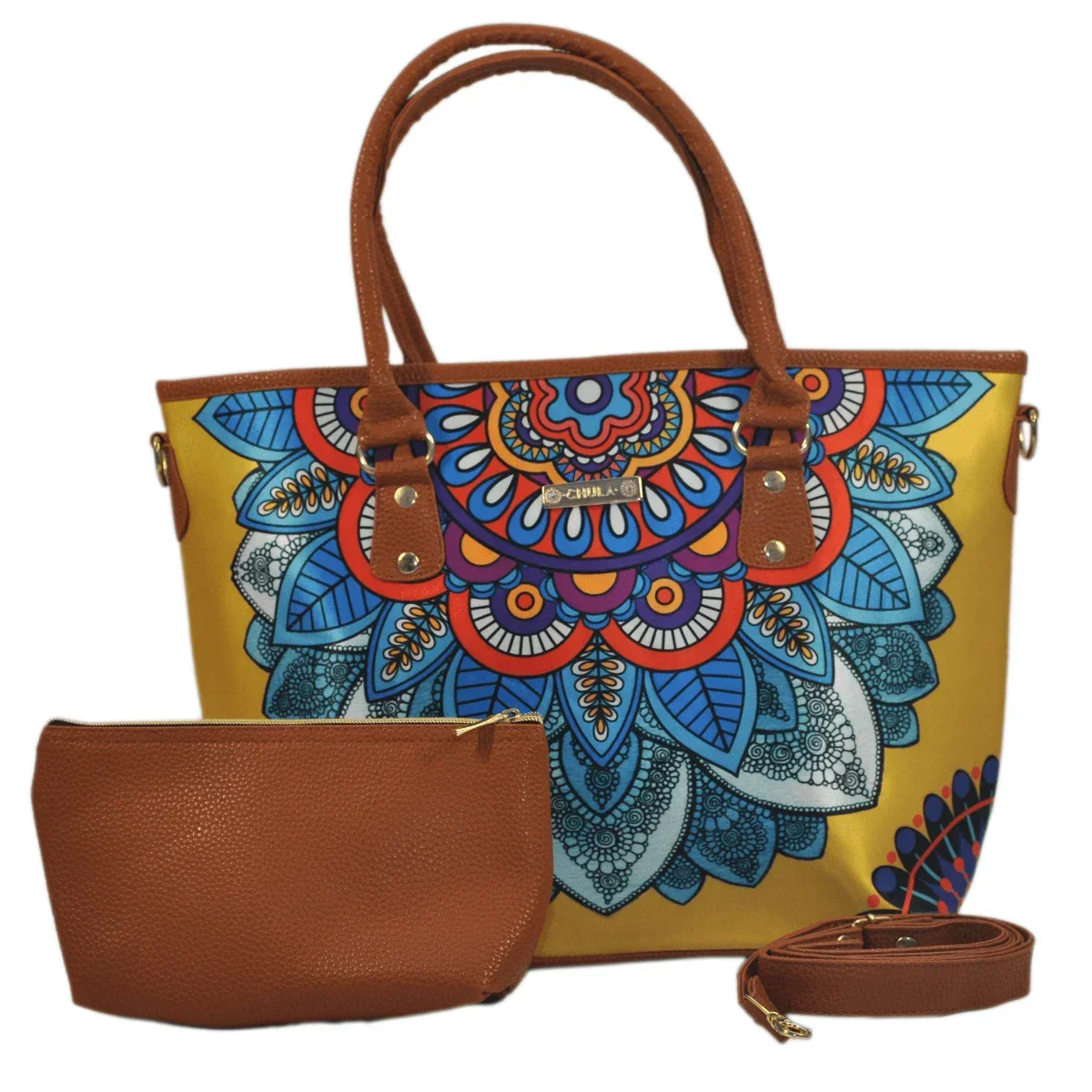 Bolso de hombro y bandolera grande Tania Mandala Amarilla | CHULA Tulum - CHICA del Sur