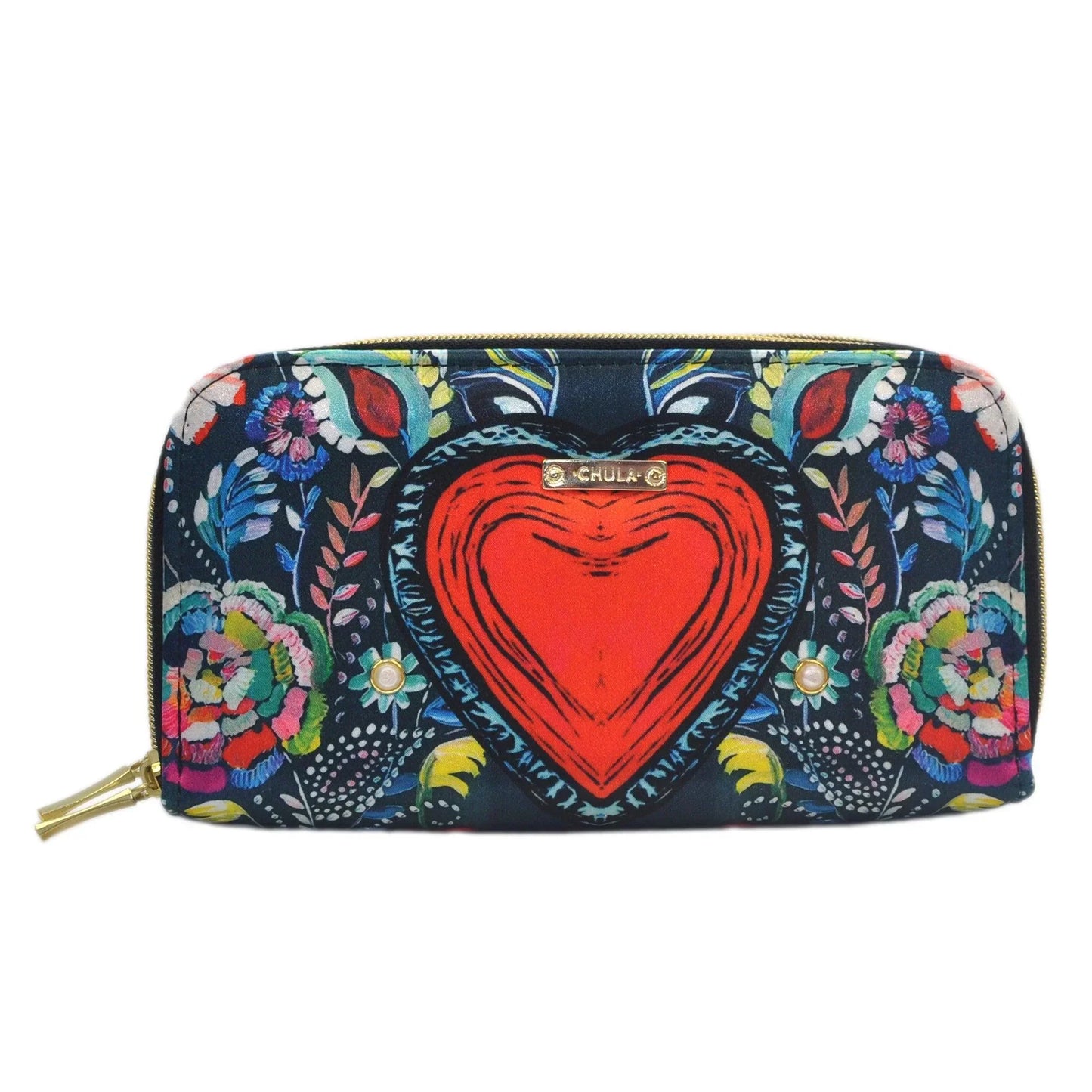 Billetera grande de mujer con doble cremallera Daily Heart Corazón | CHULA Tulum - CHICA del Sur