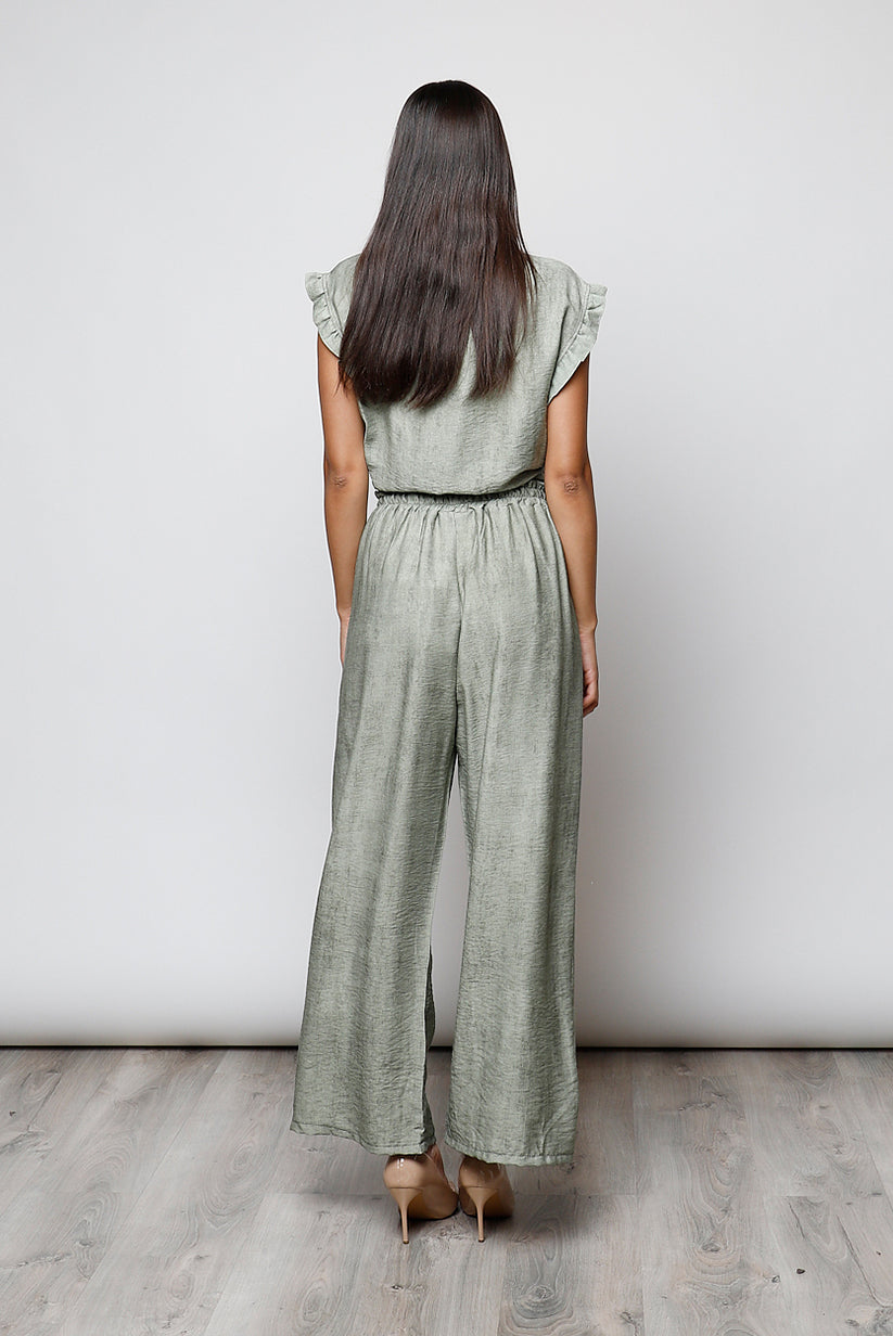 Blusa abotonada sin mangas verde con bordados - CHICA del Sur