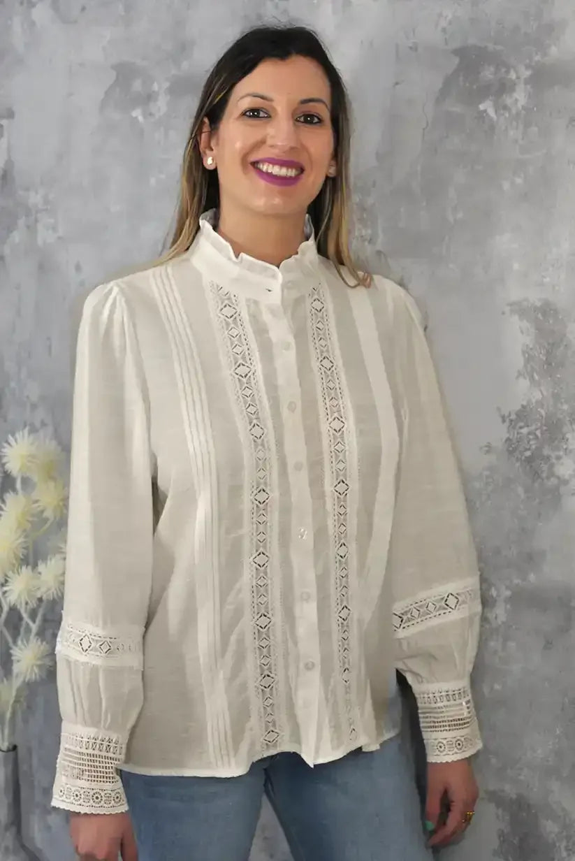 Blusa Mujer Beige Arisela Otoño Elegante y Ligera - CHICA del Sur
