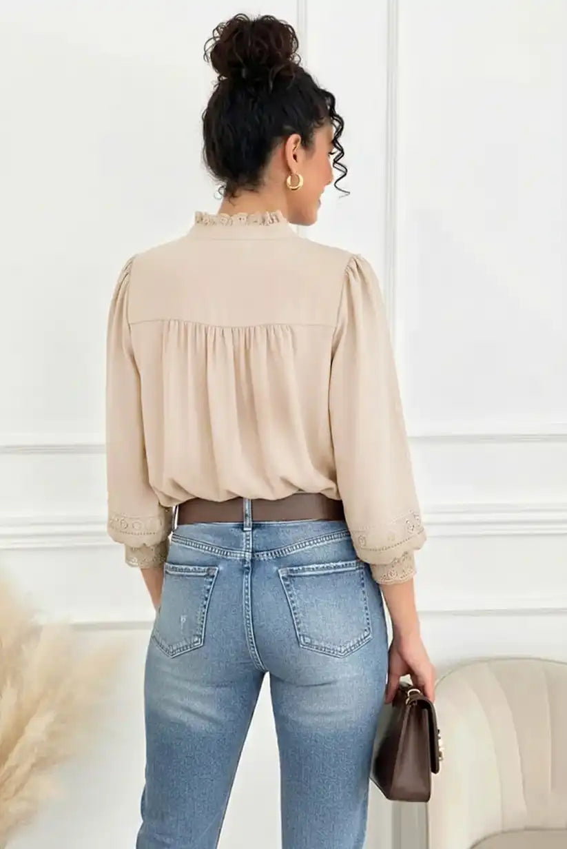 Blusa de mujer manga larga beige