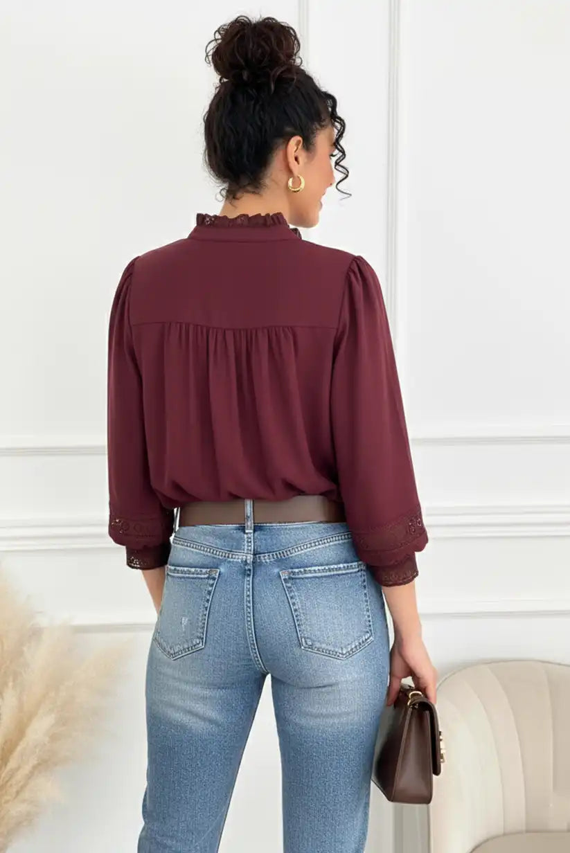 Blusa de mujer manga larga burdeos - CHICA del Sur