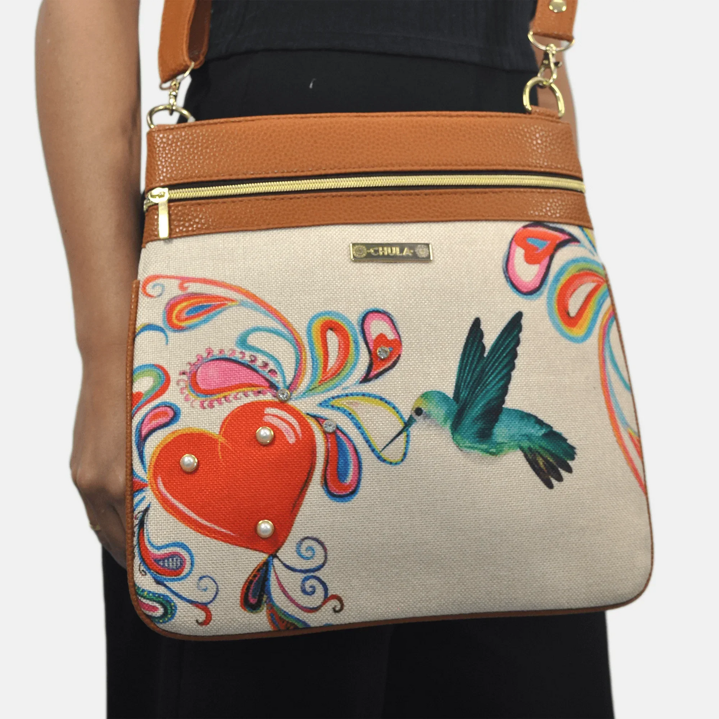 Bolso Bandolera mediano LIA Shoulder Colibrí con Gotas | CHULA Tulum - CHICA del Sur
