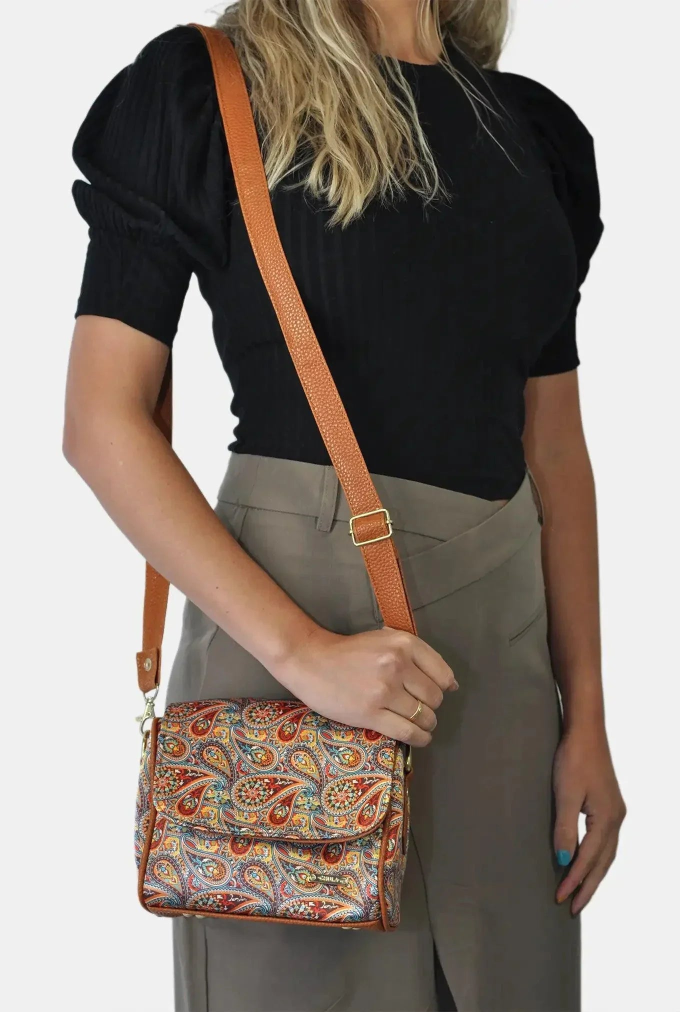 Bolso Bandolera Pequeño Mini Baúl Garigol Naranja | CHULA Tulum - CHICA del Sur