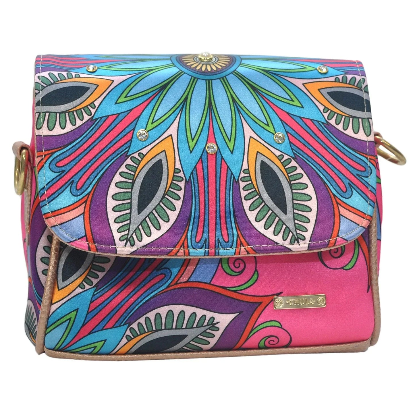 Bolso bandolera pequeño Mini Baúl Mándala Rosa | CHULA Tulum - CHICA del Sur