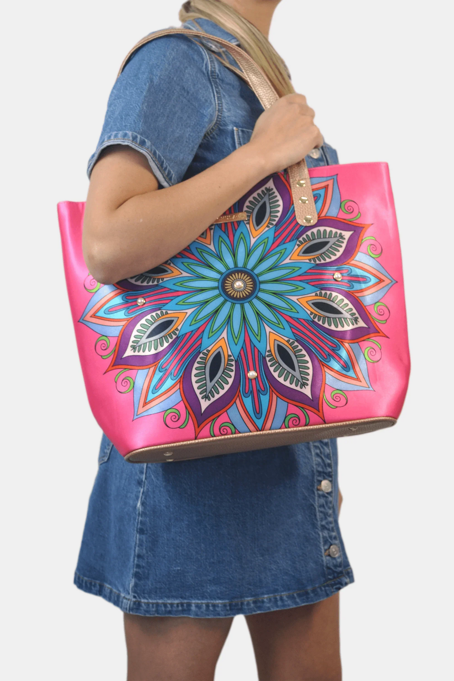 Bolso de hombro grande Nahomi Mándala Rosa | CHULA Tulum - CHICA del Sur