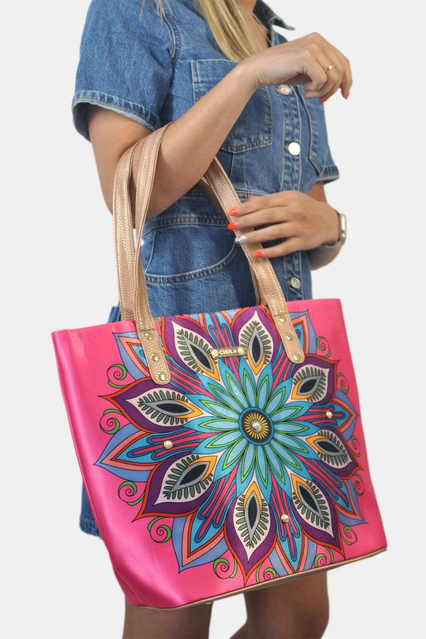 Bolso de hombro grande Nahomi Mándala Rosa | CHULA Tulum - CHICA del Sur