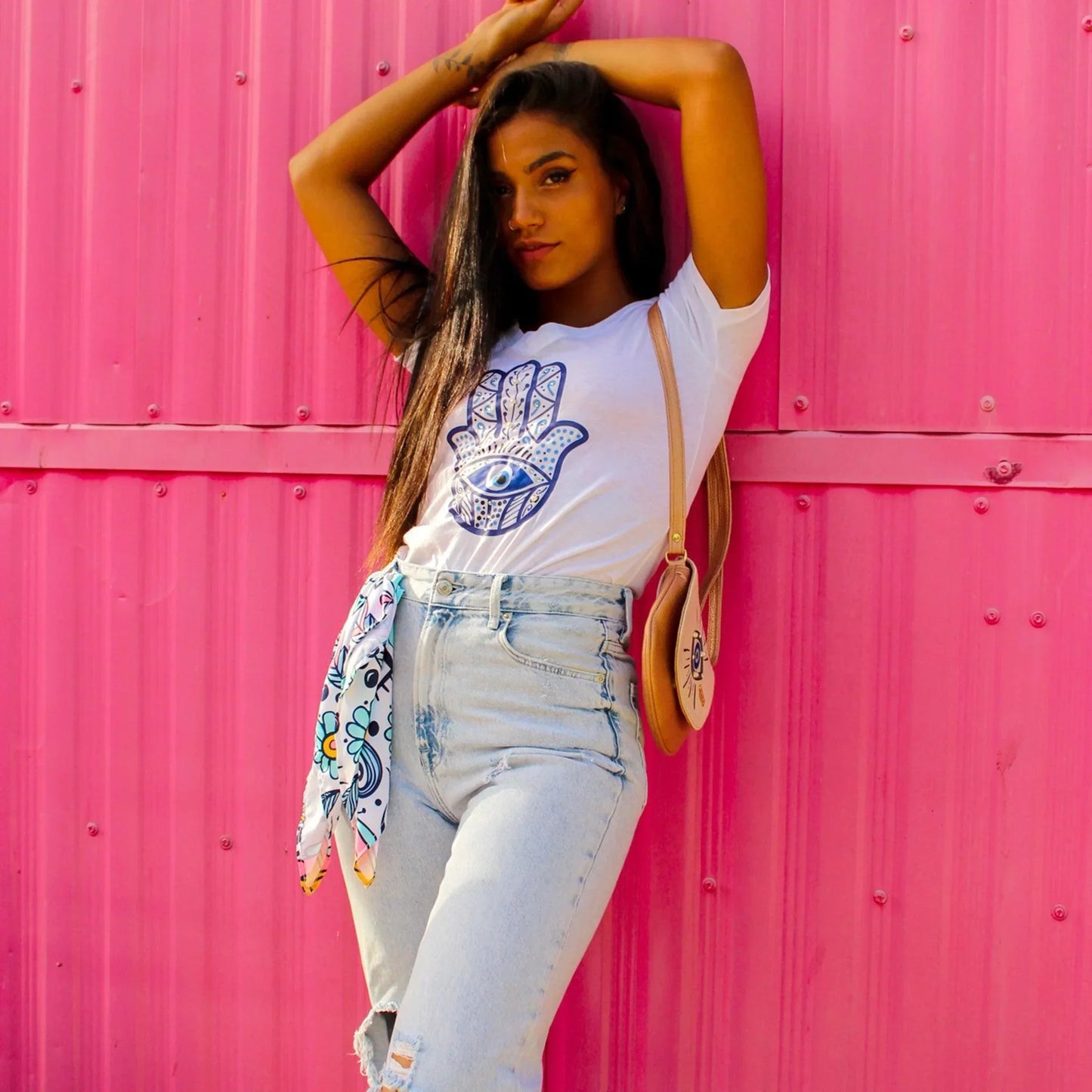 Bolso bandolera pequeño de mujer Iris Ojo Turco azul | CHULA Tulum - CHICA del Sur