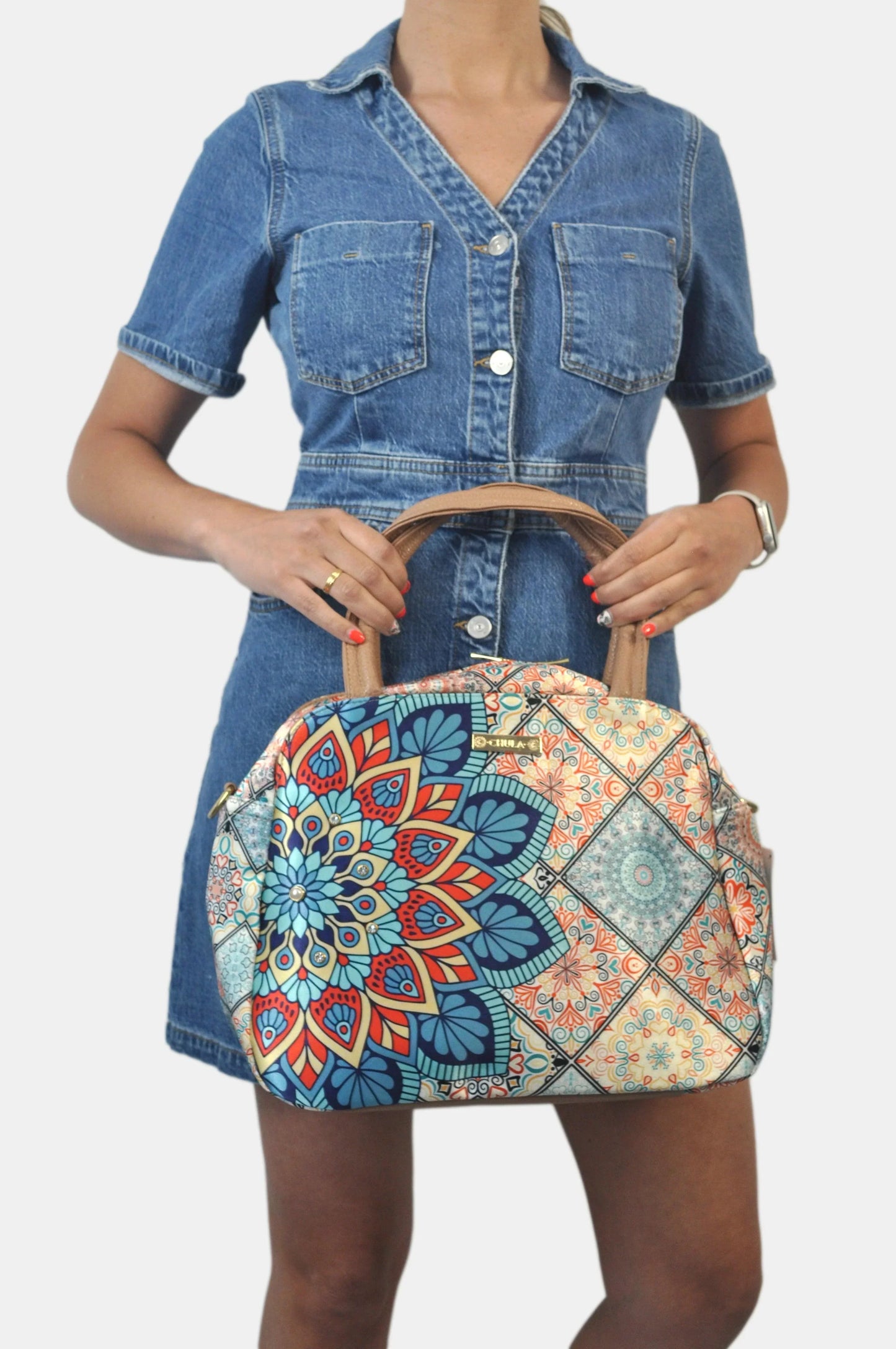 Bolso de hombro y bandolera grande Ana Mandala Turquesa | CHULA Tulum - CHICA del Sur