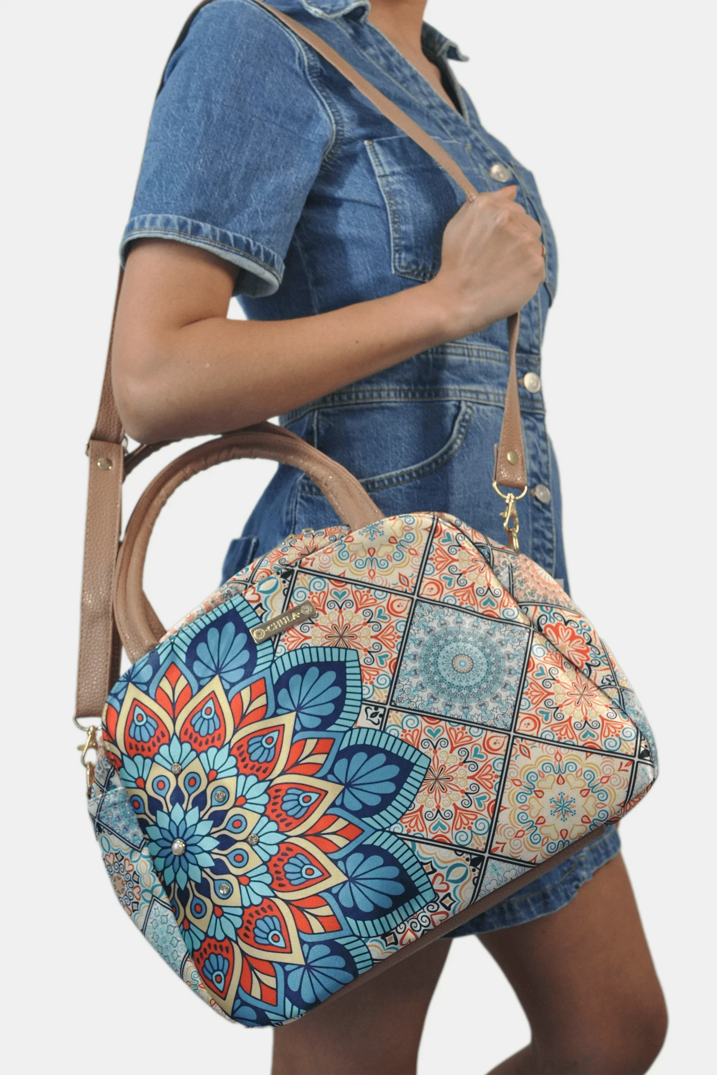 Bolso de hombro y bandolera grande Ana Mandala Turquesa | CHULA Tulum - CHICA del Sur