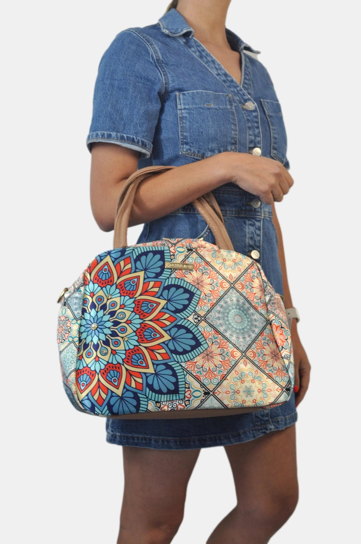Bolso de hombro y bandolera grande Ana Mandala Turquesa | CHULA Tulum - CHICA del Sur