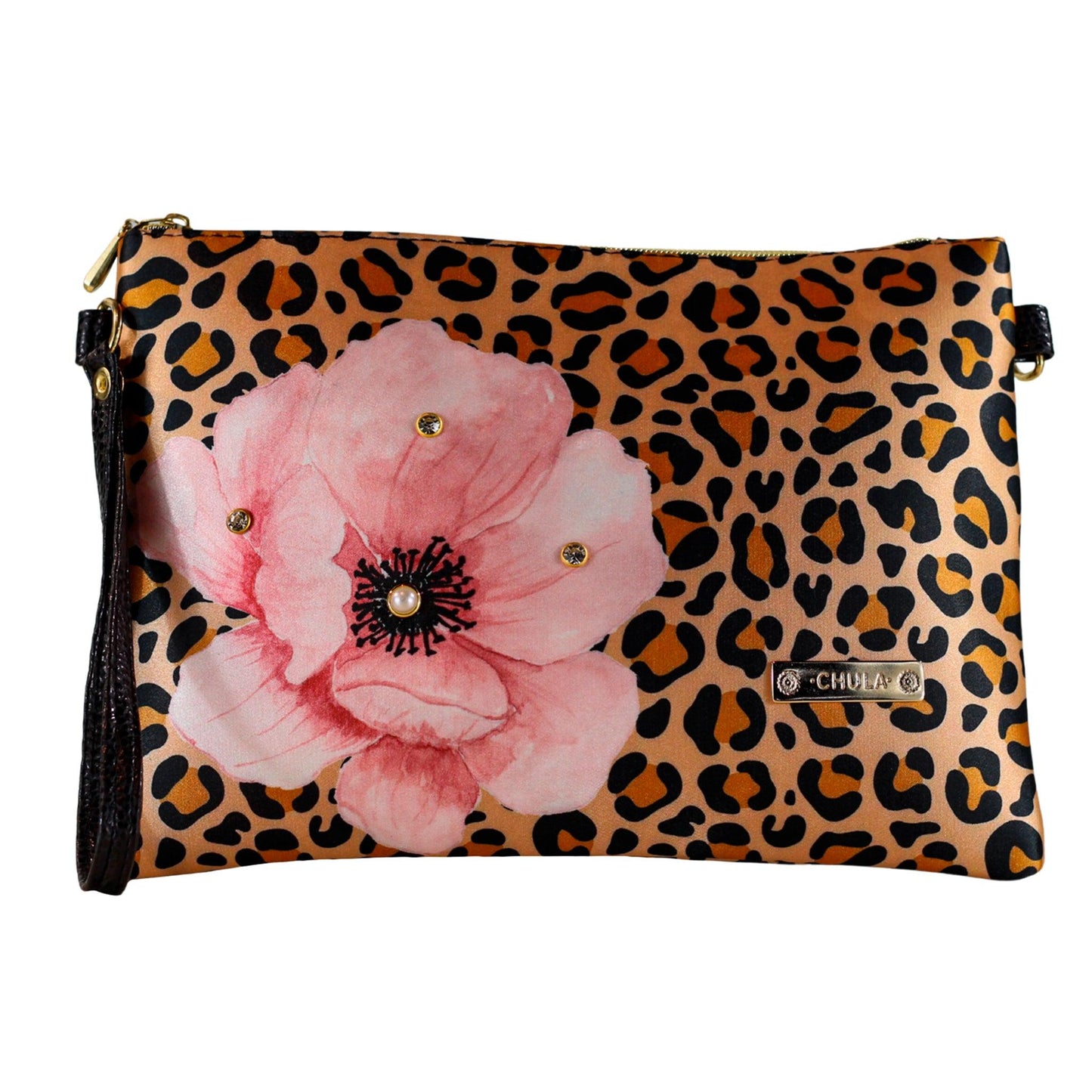 Bolso de Mano y Bandolera Pequeño Clutch Leopardo y Flor | CHULA Tulum - CHICA del Sur