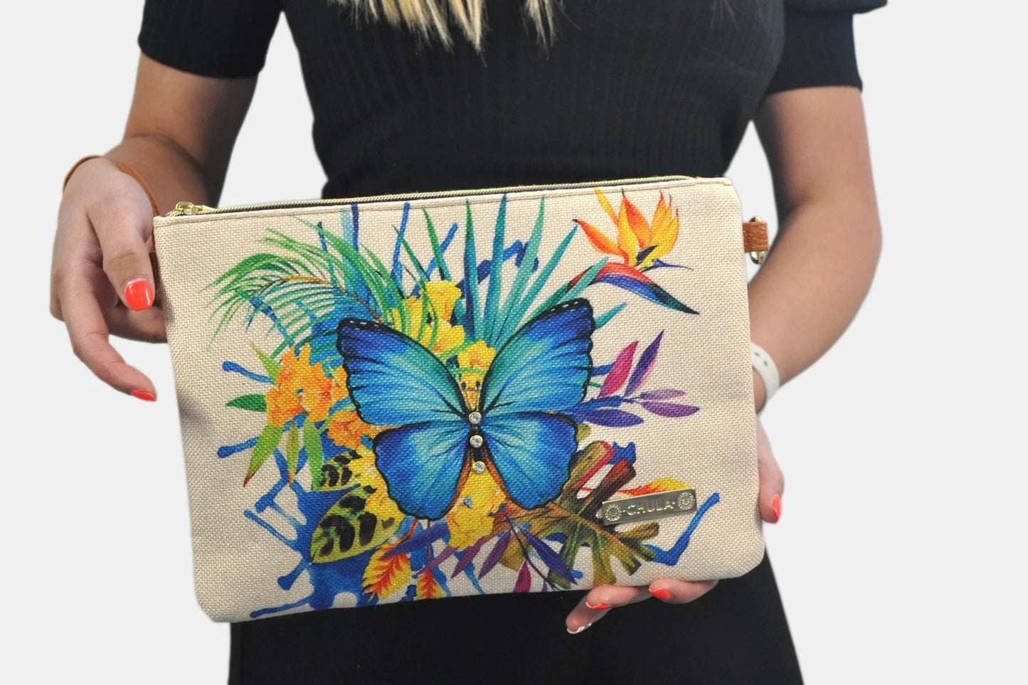 Bolso de Mano y Bandolera Pequeño Clutch Mariposa jardín | CHULA Tulum - CHICA del Sur