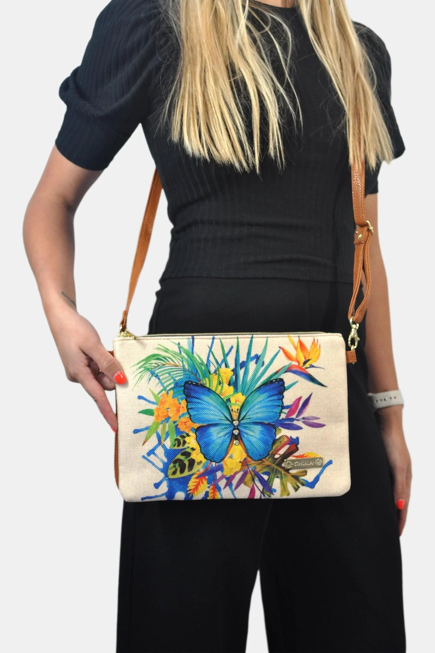 Bolso de Mano y Bandolera Pequeño Clutch Mariposa jardín | CHULA Tulum - CHICA del Sur