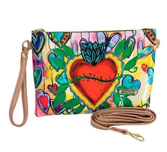 Bolso de Mano y Bandolera Pequeño Clutch Pop Art Corazón | CHULA Tulum - CHICA del Sur