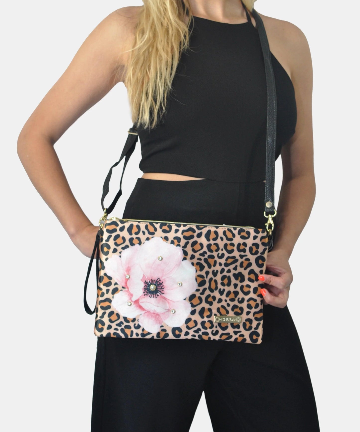 Bolso de Mano y Bandolera Pequeño Clutch Leopardo y Flor | CHULA Tulum - CHICA del Sur