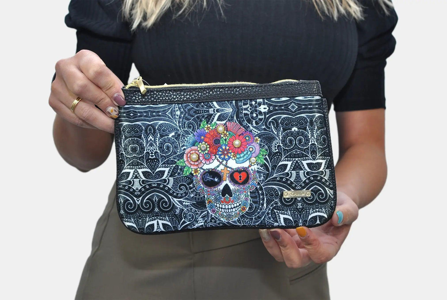 Bolso de mano pequeño Mini Clutch Calaveras Mexicanas | CHULA Tulum - CHICA del Sur