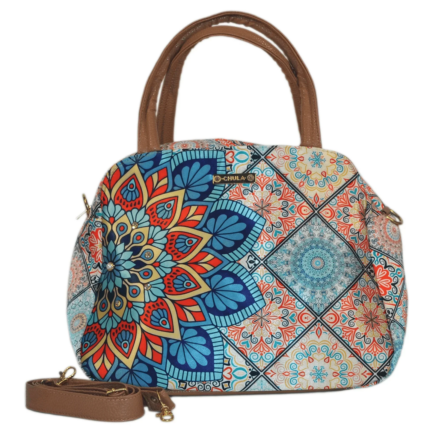 Bolso de hombro y bandolera grande Ana Mandala Turquesa | CHULA Tulum - CHICA del Sur