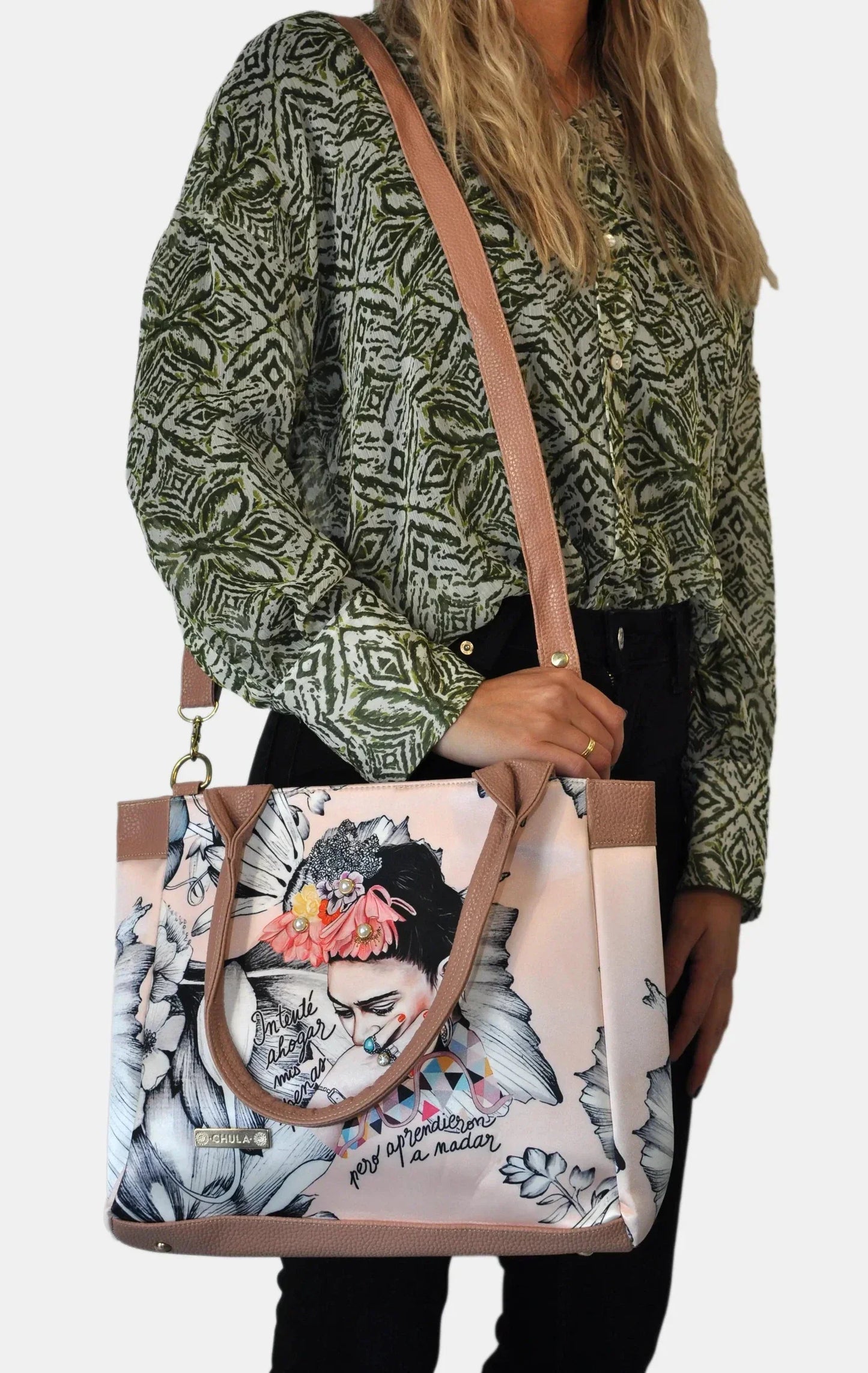 Bolso de hombro y bandolera grande de mujer Angie Frida Romance | CHULA Tulum - CHICA del Sur