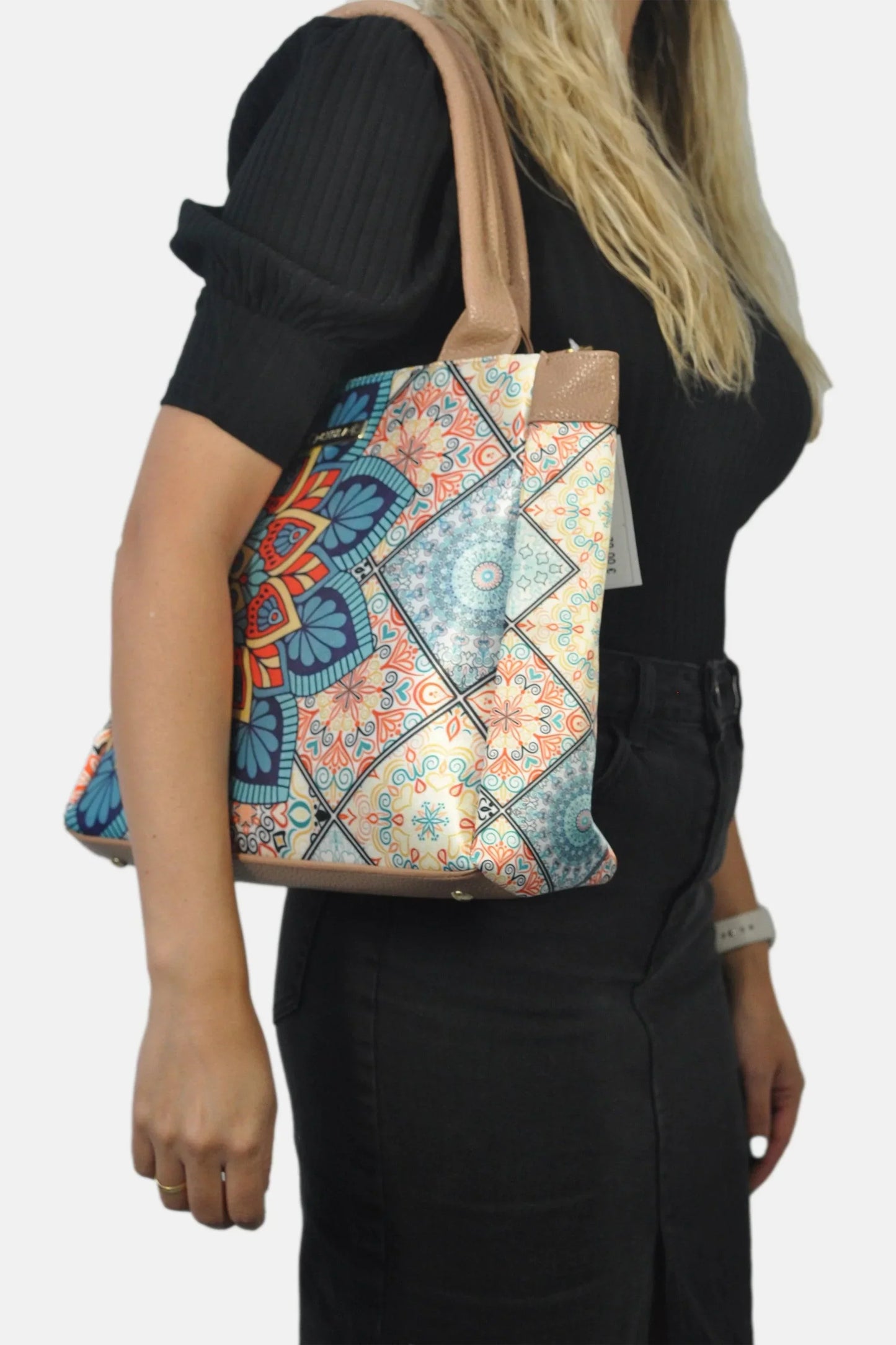 Bolso de hombro y bandolera grande de mujer Angie Mándala Turquesa | CHULA Tulum - CHICA del Sur