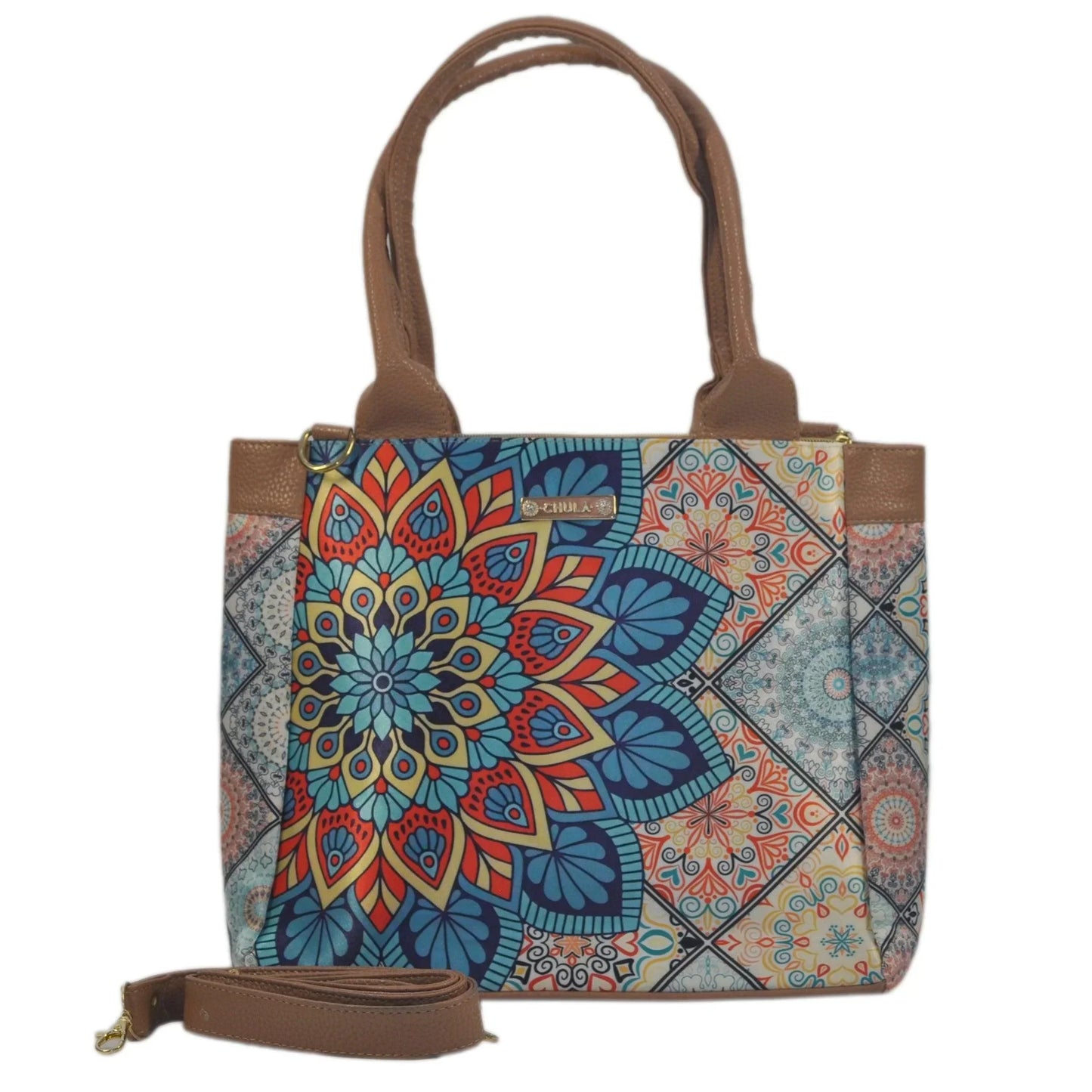 Bolso de hombro y bandolera grande de mujer Angie Mándala Turquesa | CHULA Tulum - CHICA del Sur