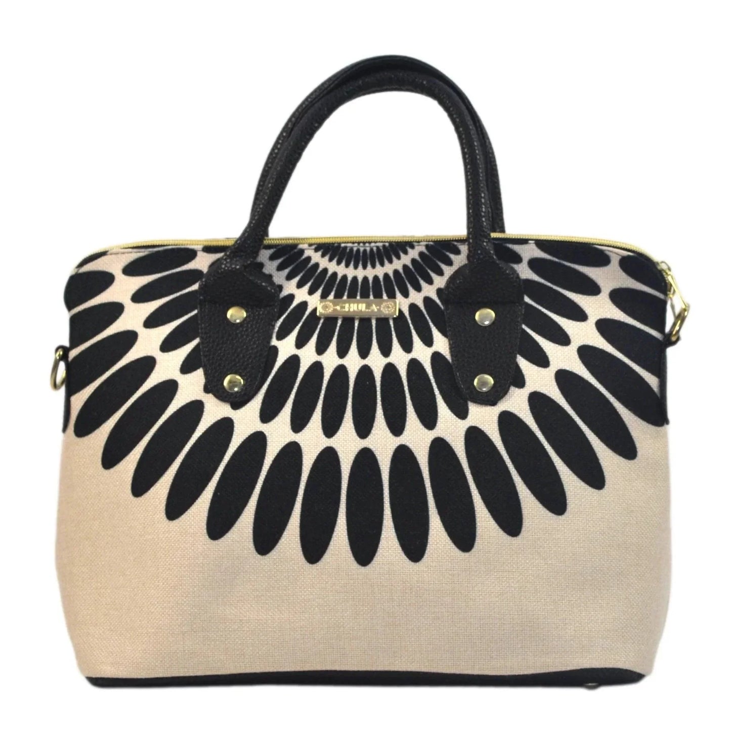Bolso de mano y bandolera grande Lucia Pétalos negros | CHULA Tulum - CHICA del Sur