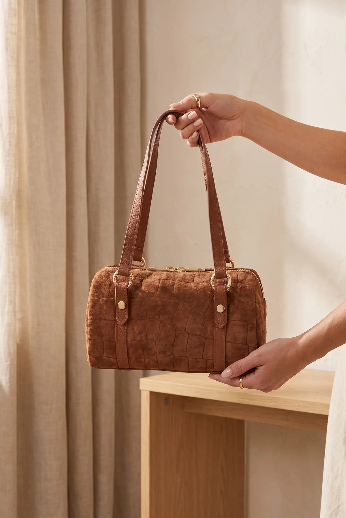 Bolso de Mujer Marrón Chocolate Efecto Cocodrilo