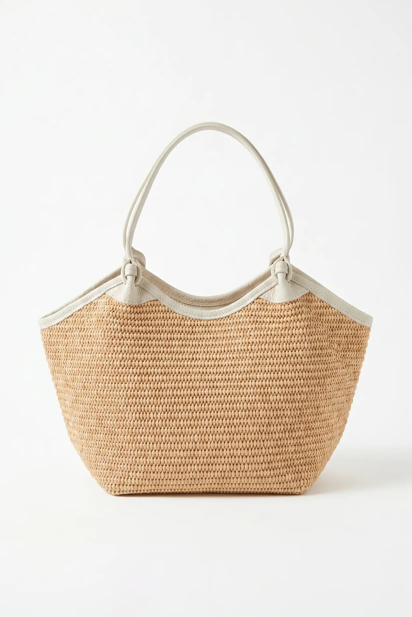 Bolso rafia pequeño de mano y bandolera con detalles en piel