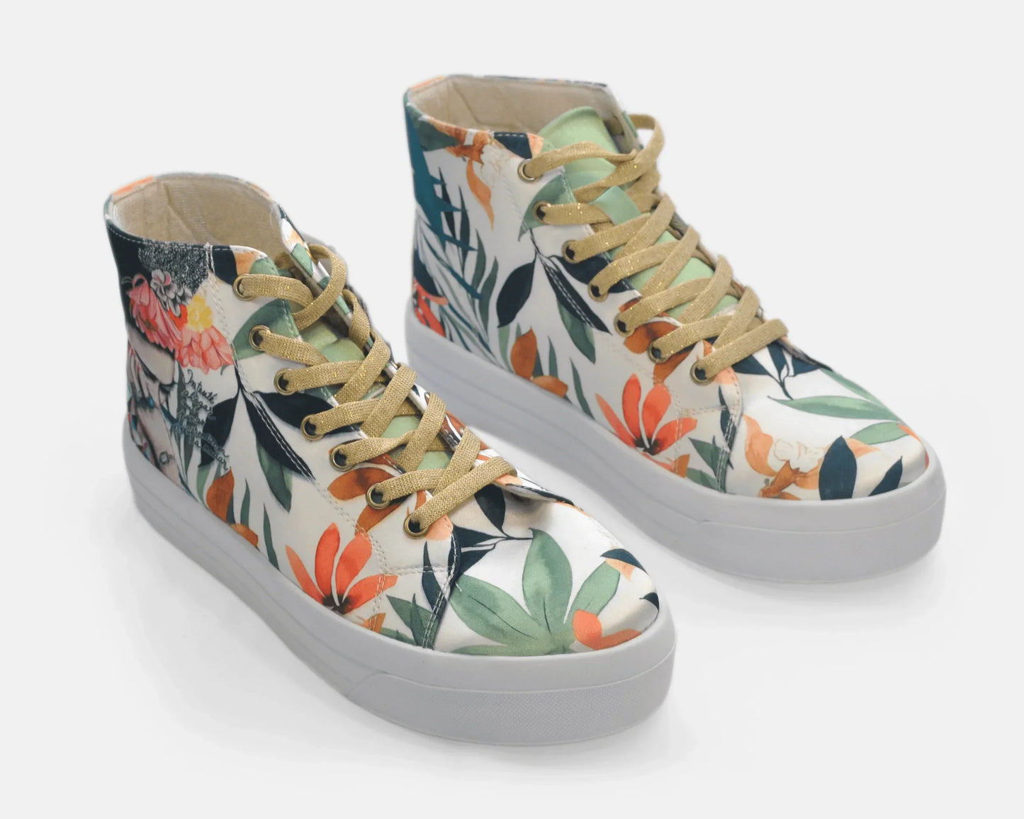 Botas Urbanas Altas de Mujer Frida Kahlo Hojas y Flores - Cuero Vegano | CHULA Tulum - CHICA del Sur