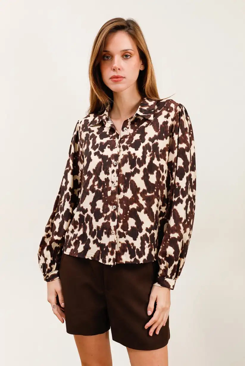 Camisa Animal Print Marrón Mujer Elegante Estilo Cómodo y Versátil - CHICA del Sur