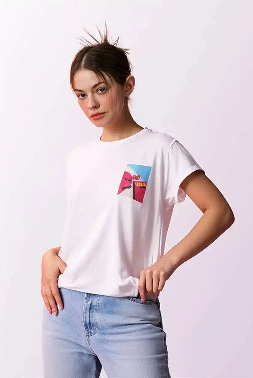 Camiseta manga corta mujer blanca IBIZA - CHICA del Sur