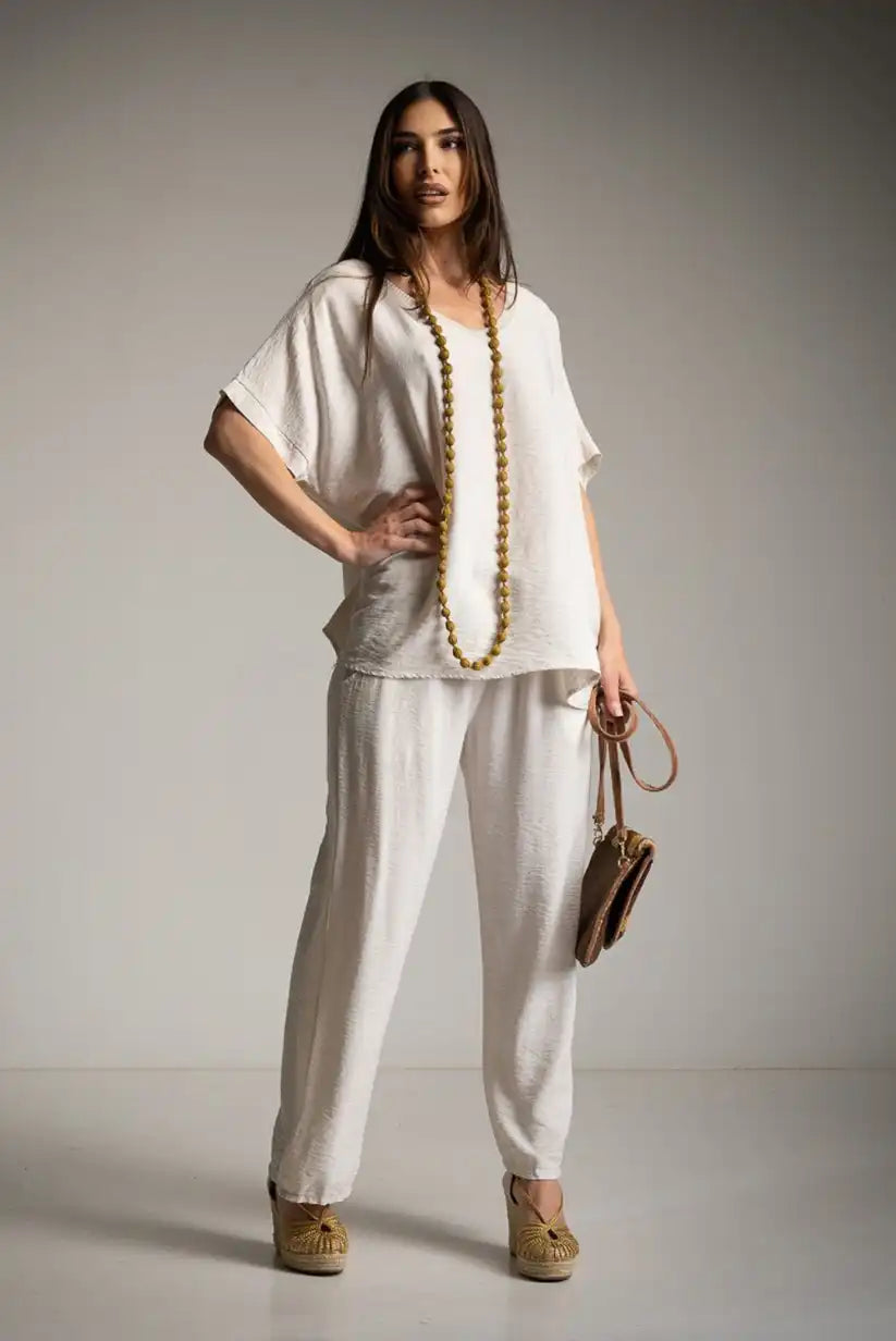 Camiseta oversize beige con puntilla espalda - CHICA del Sur