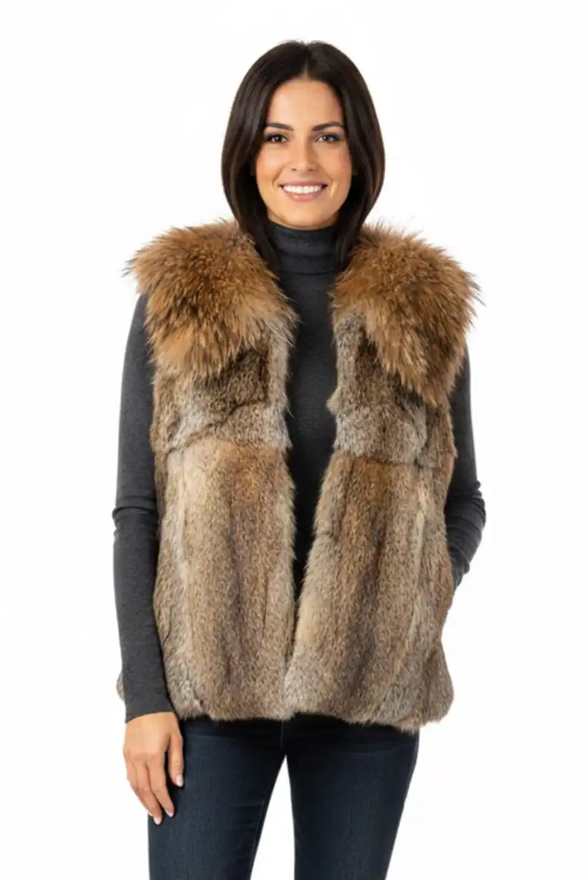 Chaleco Pelo Natural Mujer Tonos Tierra Elegante y Cálido Otoño