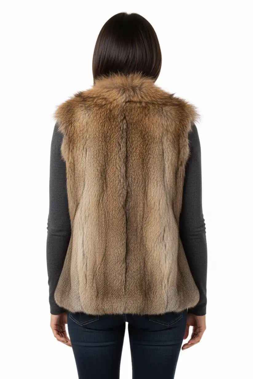 Chaleco Pelo Natural Mujer Tonos Tierra Elegante y Cálido Otoño