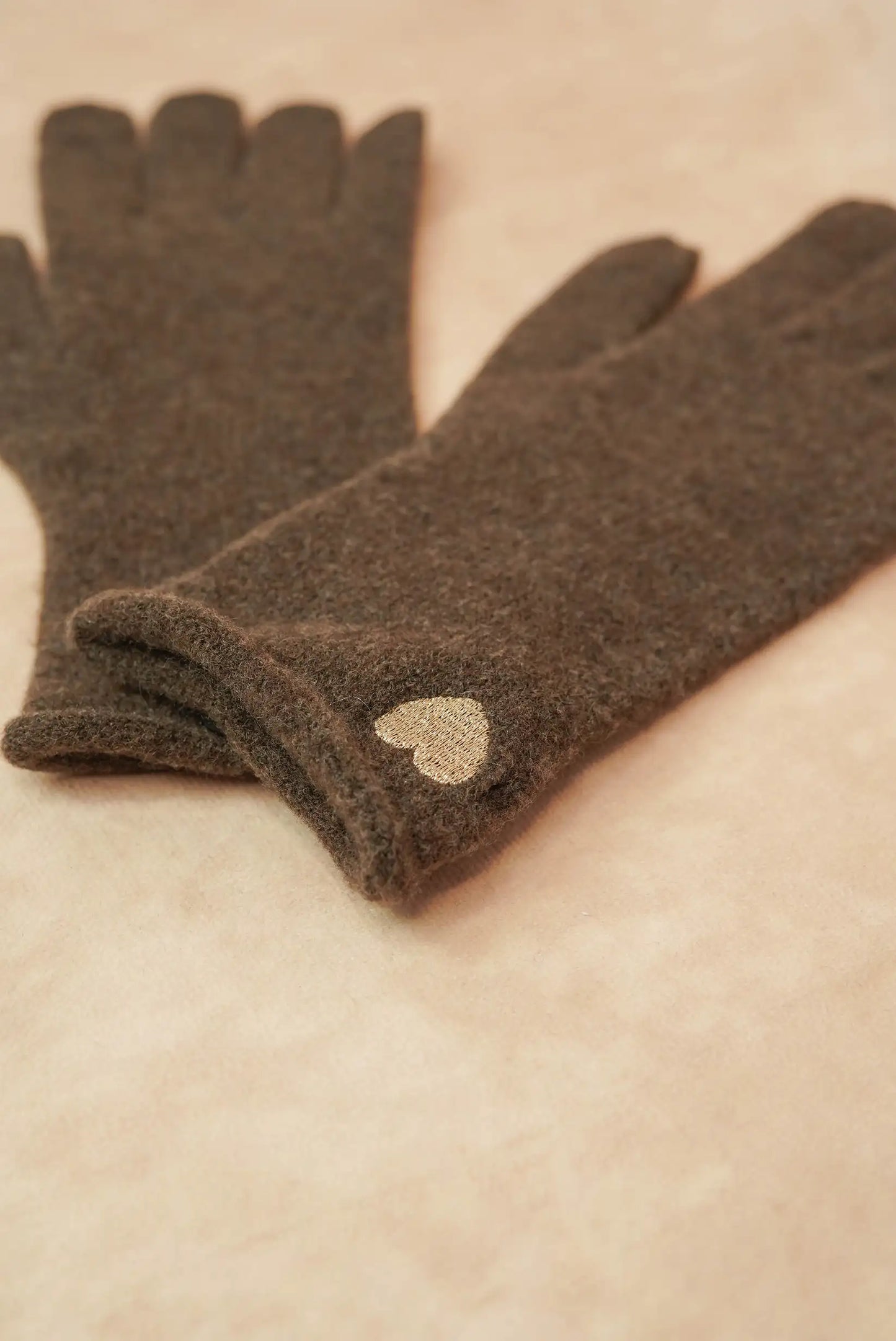 Guantes mujer invierno Marrón chocolate corazón