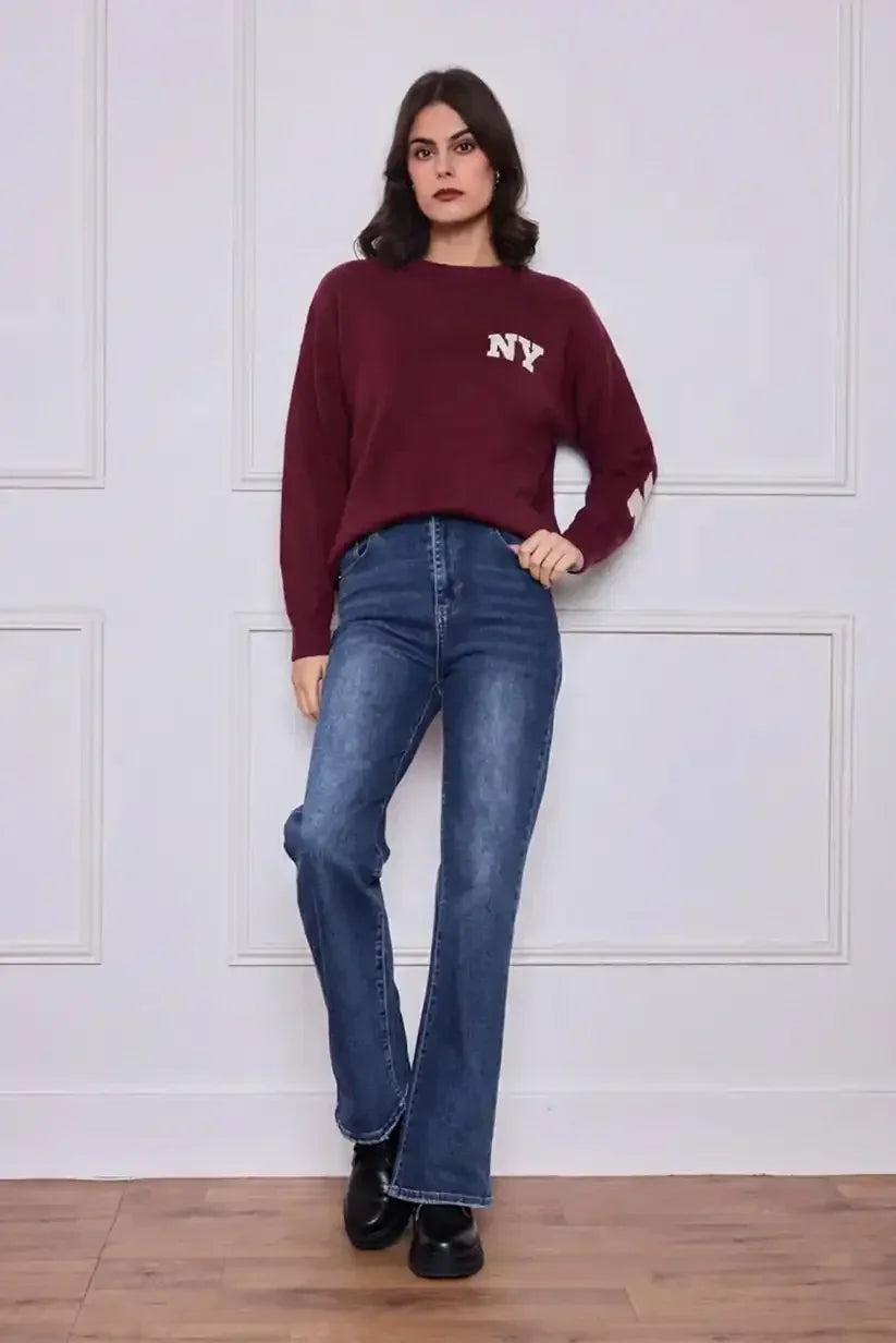 Jersey mujer New York burdeos - CHICA del Sur
