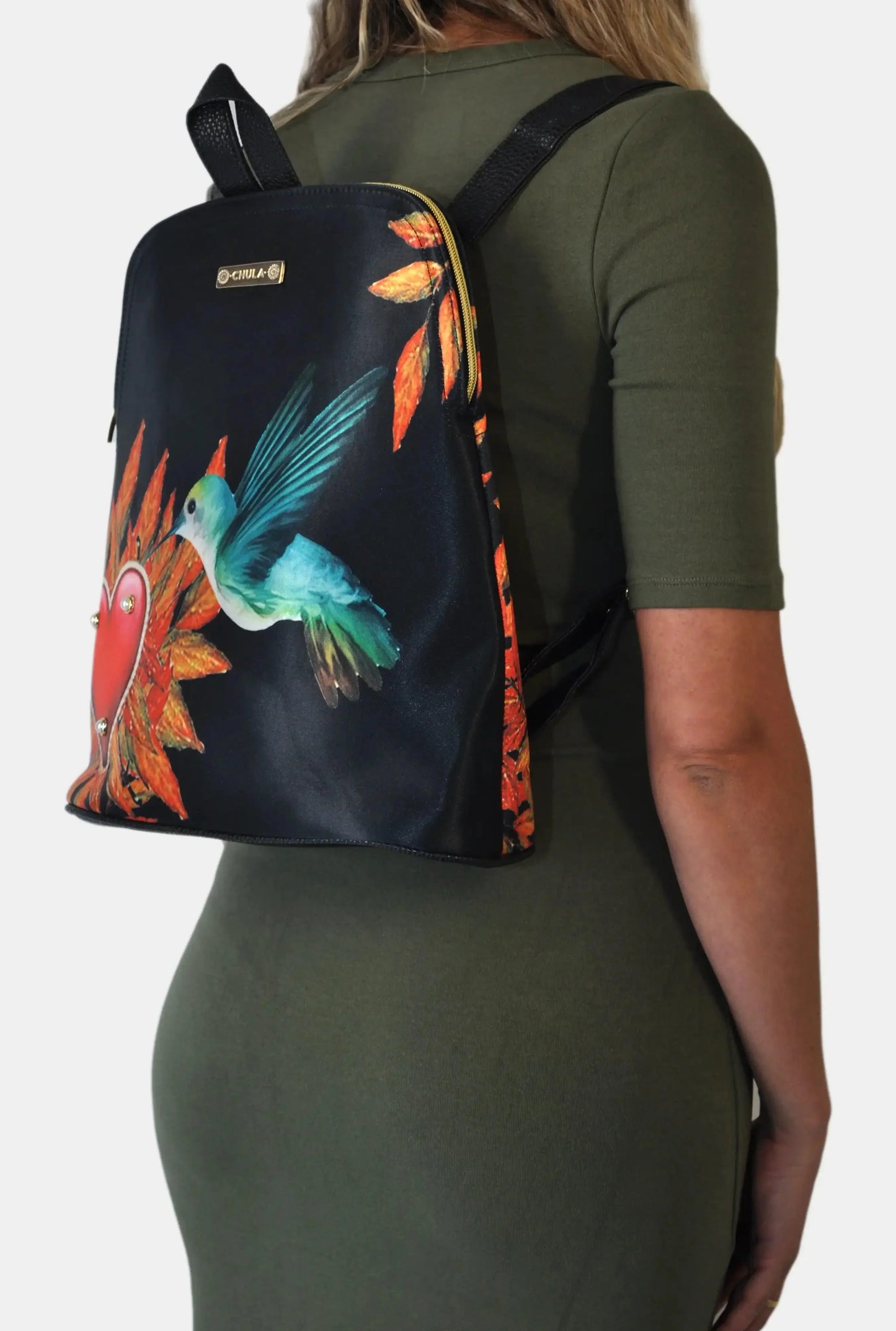 Mochila de Mujer y Bolso de hombro grande BagPack Colibri Maya Corazón | CHULA Tulum - CHICA del Sur