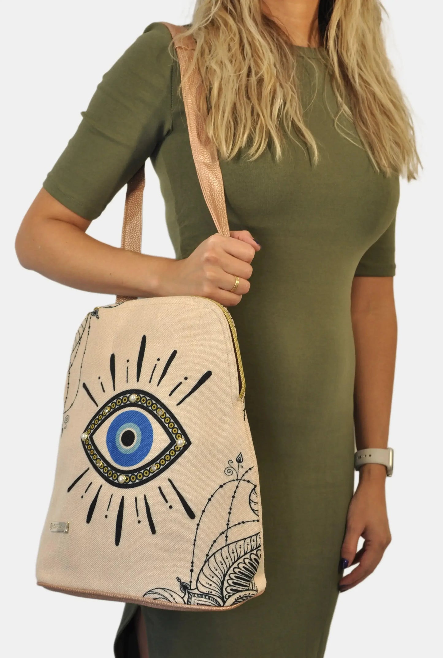 Mochila de Mujer y Bolso de hombro grande BagPack Ojo Turco | CHULA Tulum - CHICA del Sur
