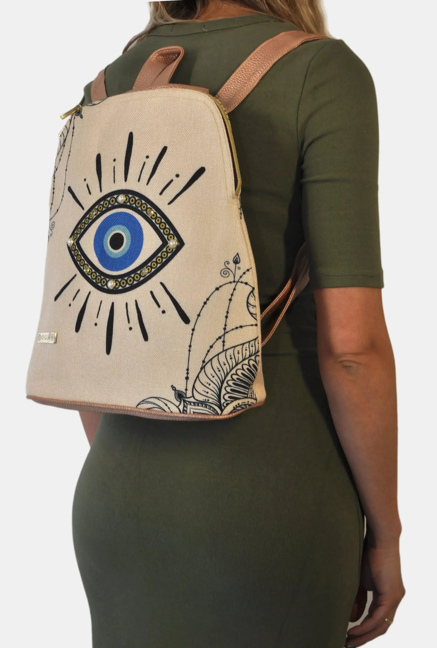 Mochila de Mujer y Bolso de hombro grande BagPack Ojo Turco | CHULA Tulum - CHICA del Sur