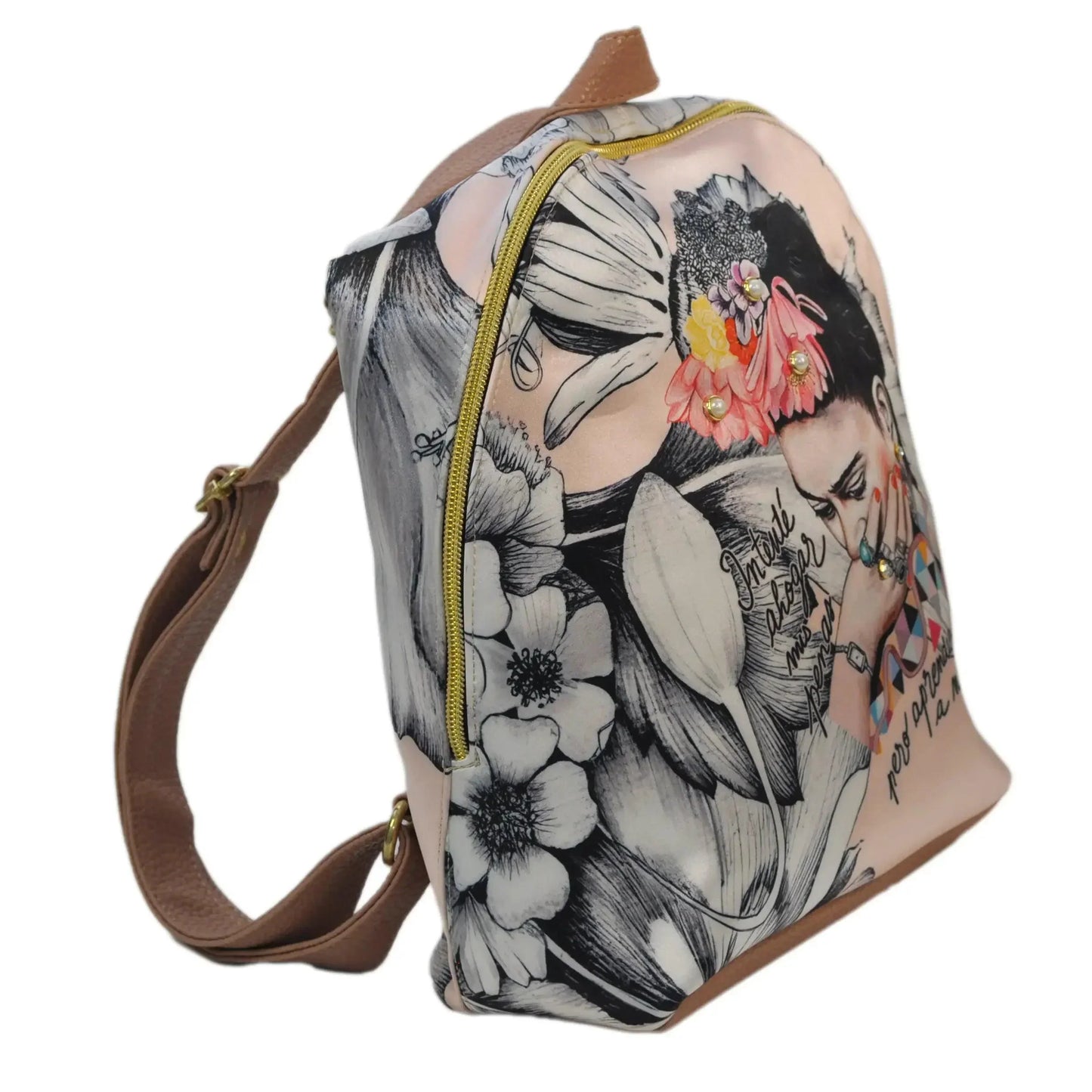 Mochila Pequeña de Mujer y Bolso de Hombro Mini Backpack Frida Kahlo Romance | CHULA Tulum - CHICA del Sur