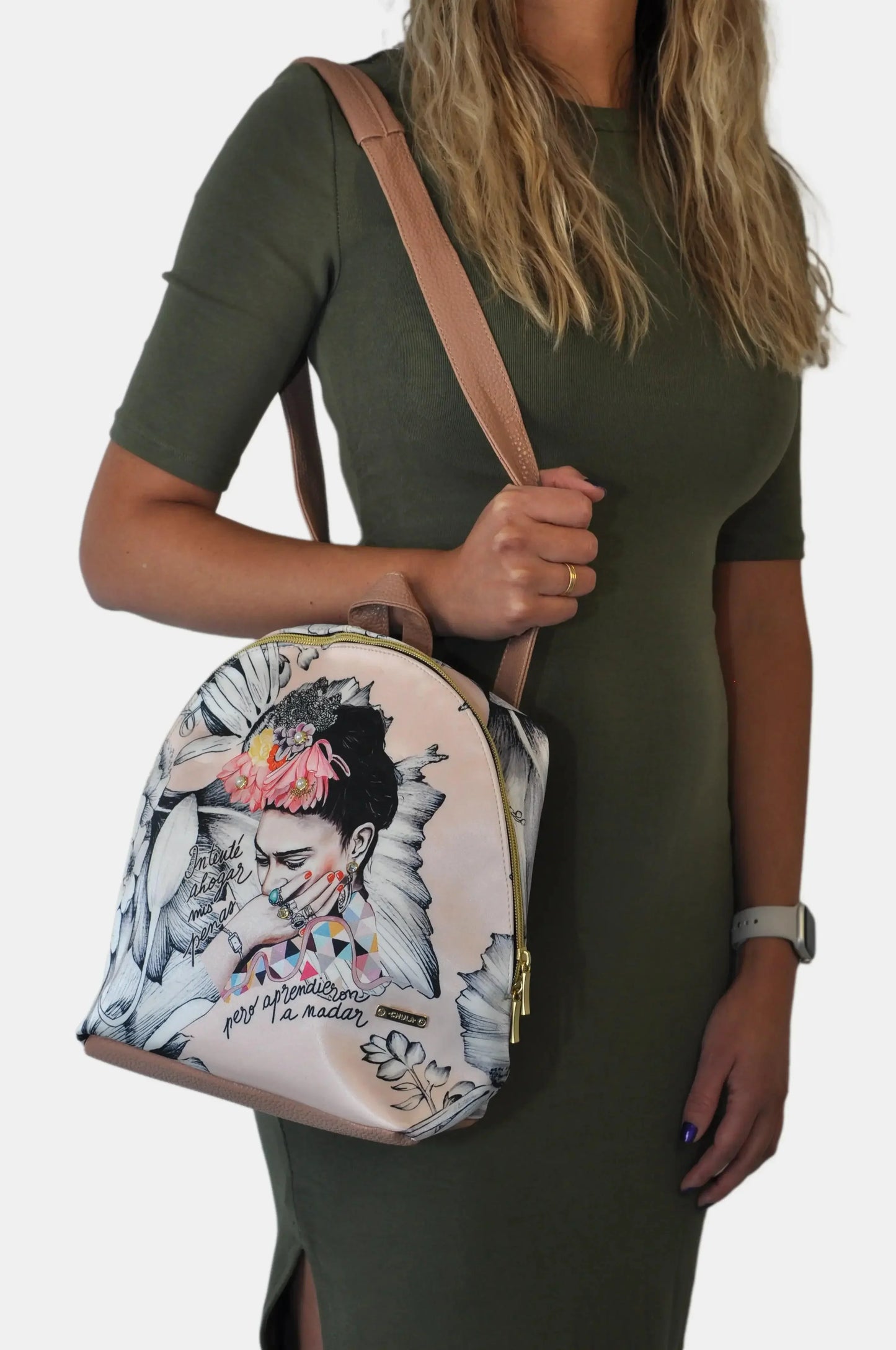 Mochila Pequeña de Mujer y Bolso de Hombro Mini Backpack Frida Kahlo Romance | CHULA Tulum - CHICA del Sur