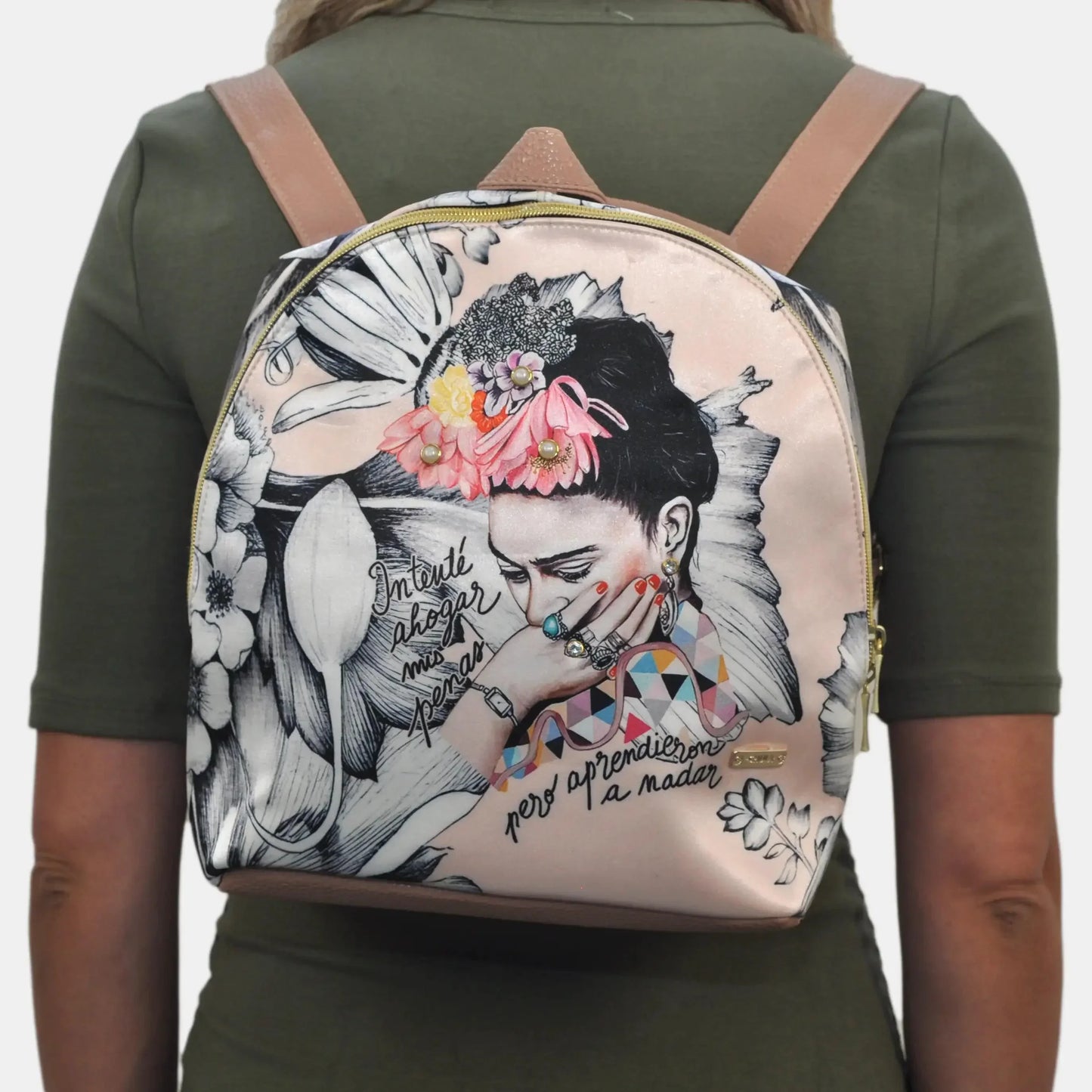 Mochila Pequeña de Mujer y Bolso de Hombro Mini Backpack Frida Kahlo Romance | CHULA Tulum - CHICA del Sur