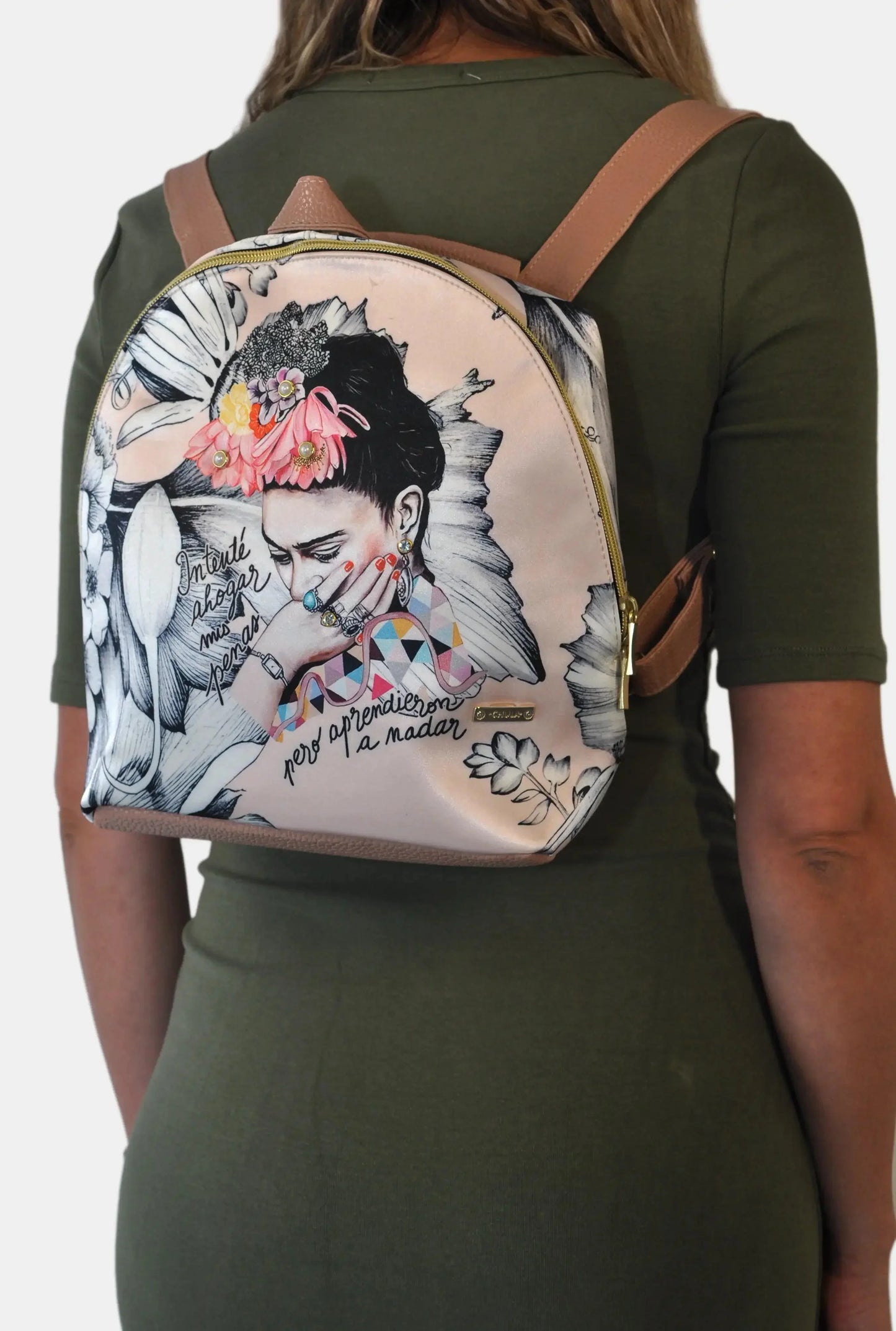 Mochila Pequeña de Mujer y Bolso de Hombro Mini Backpack Frida Kahlo Romance | CHULA Tulum - CHICA del Sur