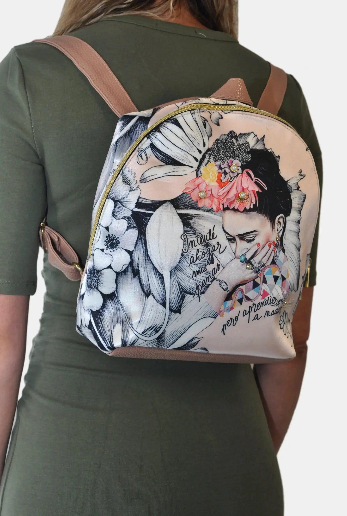 Mochila Pequeña de Mujer y Bolso de Hombro Mini Backpack Frida Kahlo Romance | CHULA Tulum - CHICA del Sur