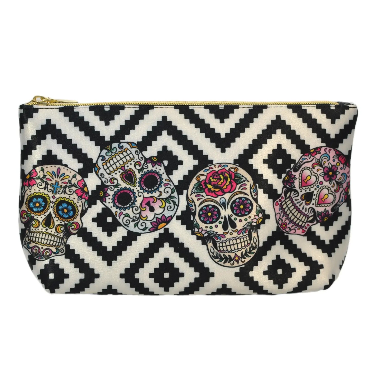 Neceser mediano de Mujer MakeUp Skull Party Calaveras Negras | CHULA Tulum - CHICA del Sur