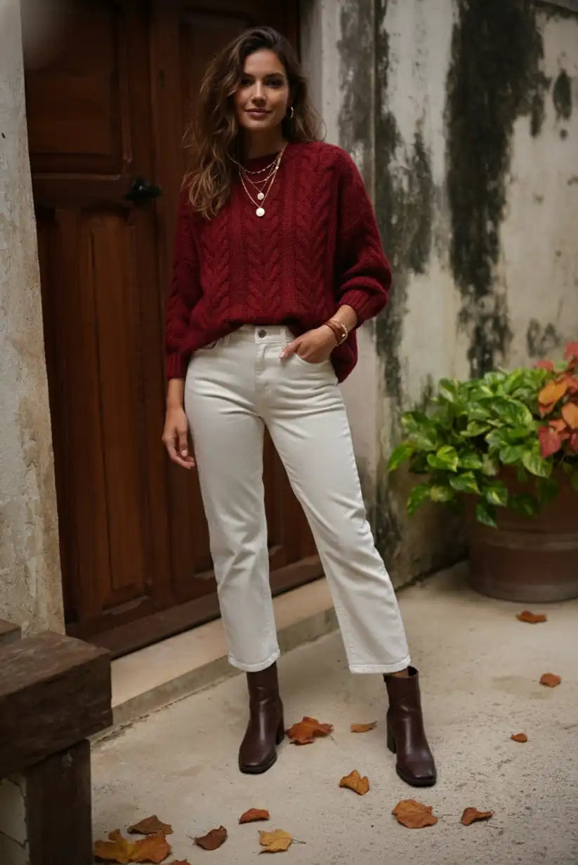 Pantalón recto crudo mujer – Algodón elástico - CHICA del Sur