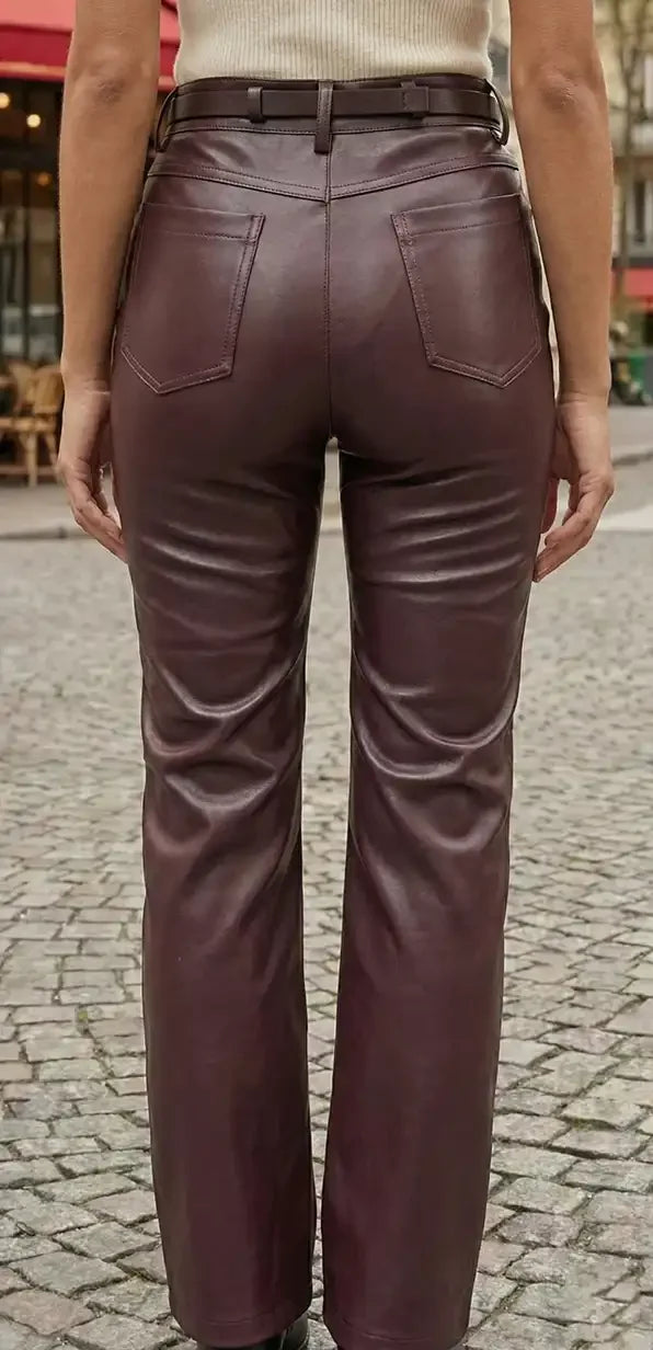 Pantalón largo mujer polipiel Burdeos - CHICA del Sur