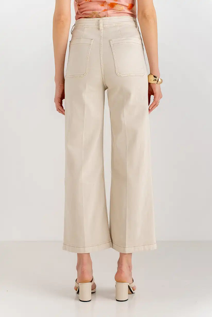 Pantalón Palazzo Beige de Mujer con Bolsillos | Primavera 2025 - CHICA del Sur