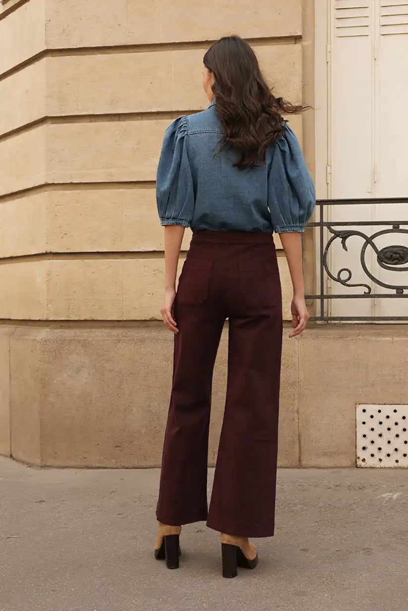 Pantalón burdeos con botones dorados “Montmartre” - CHICA del Sur