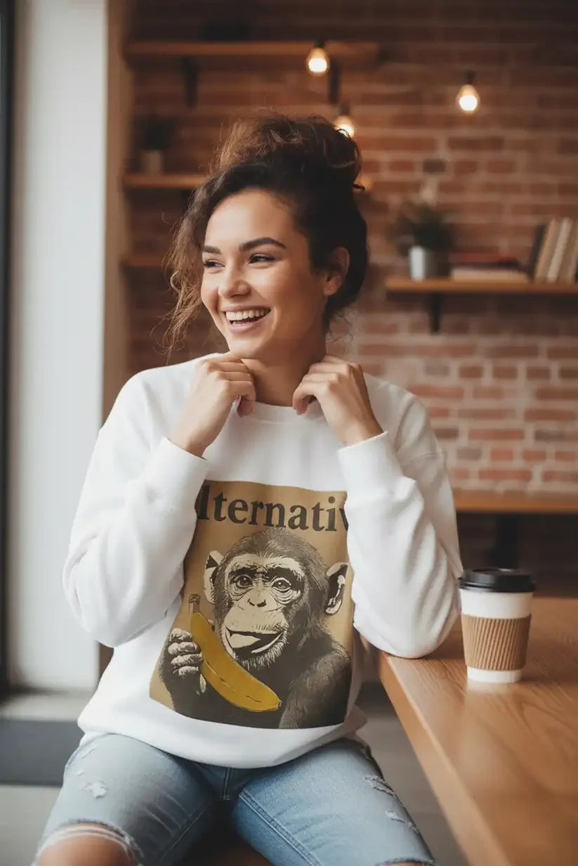 Sudadera blanca mujer mono “Alternative” talla única - CHICA del Sur